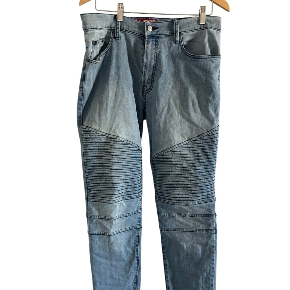 Arizona Jean Company Men's Moto Skinny Flex Denim Distressed Jeans Size 34x32